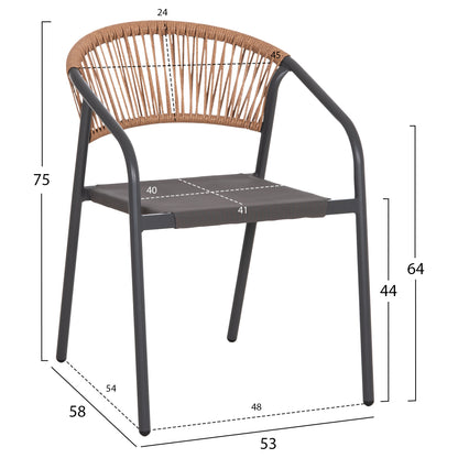 Outdoor 3pcs Dining Set Lima Hm10881.01 Metal & Textilene In Grey (round)