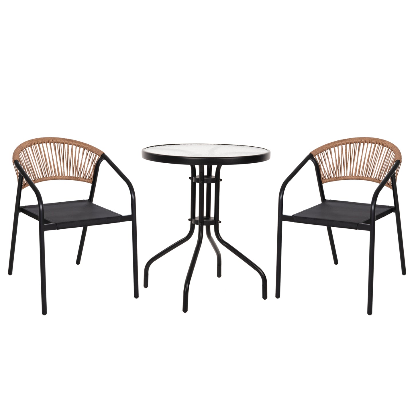 Outdoor 3pcs Dining Set Lima Hm10881.03 Metal & Textilene In Black (round)