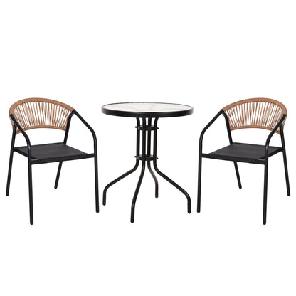 Outdoor 3pcs Dining Set Lima Hm10881.03 Metal & Textilene In Black (round)