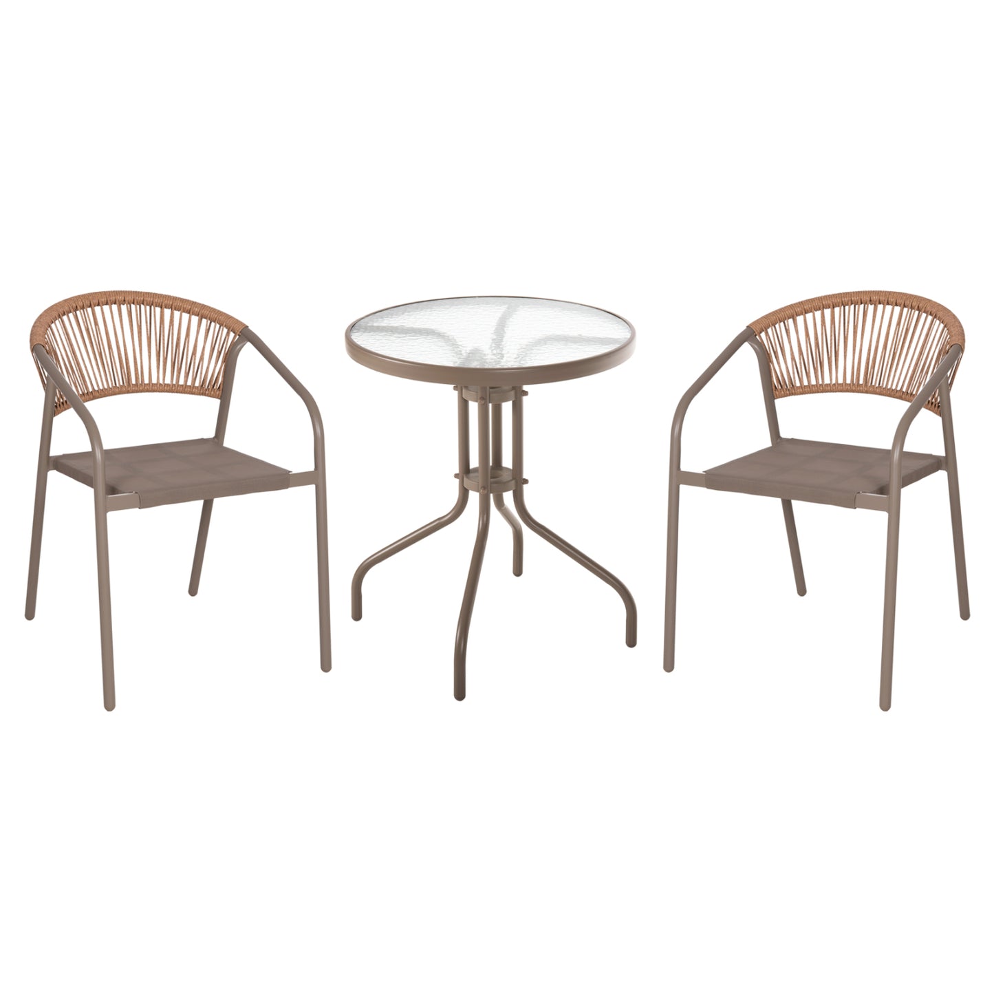 Outdoor 3pcs Dining Set Lima Hm10881.04 Metal & Textilene In Champagne Color (round)