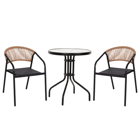 Outdoor 3pcs Dining Set Lima Hm10881.03 Metal & Textilene In Black (round)