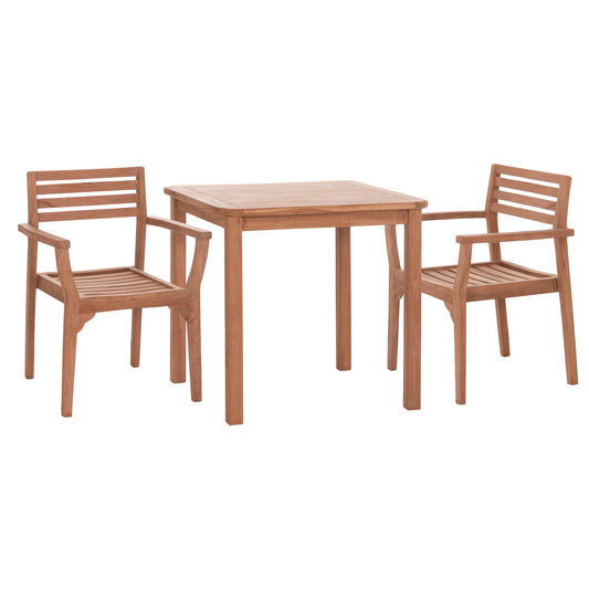 Outdoor Dining Set 3pcs Ermioni Hm10924 Teak Wood In Natural Color