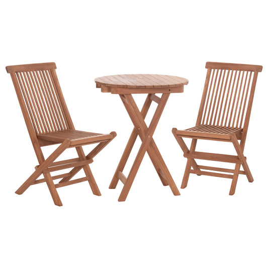 Outdoor Dining Set 3pcs Foldable Heidel Hm10921 Teak Wood In Natural