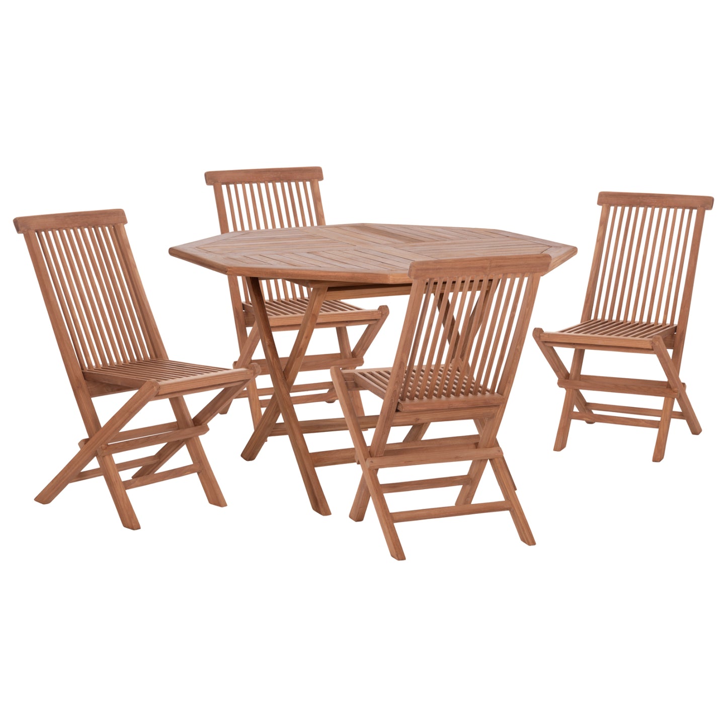 Outdoor Dining Set 5pcs Foldable Karlin Hm10922 Teak Wood In Natural