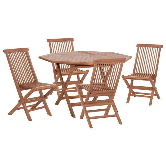 Outdoor Dining Set 5pcs Foldable Karlin Hm10922 Teak Wood In Natural