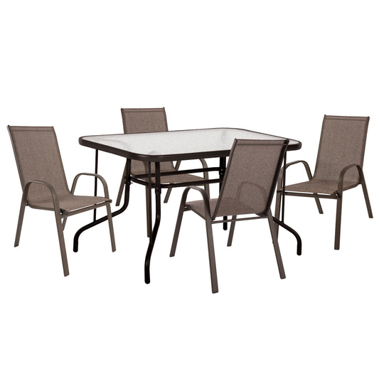 Outdoor Dining Set 5pcs Adam Hm10565.02 Metal & Textilene--brown