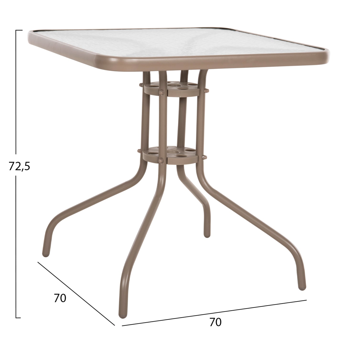 Outdoor Dining Set 5pcs Figo Hm10880.04 Metallic Table & Armchairs In Champagne Color