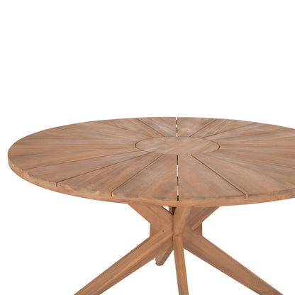 Outdoor Dining Set 5pcs Corten Hm10900.02 Acacia Wood In Natural--cushions In Grey