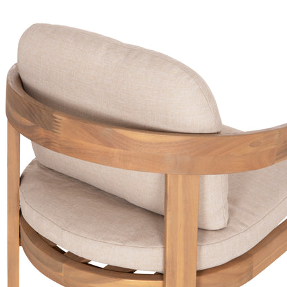 Outdoor Dining Set 5pcs Cravin Hm10904 Acacia Wood In Natural--cushions In Beige