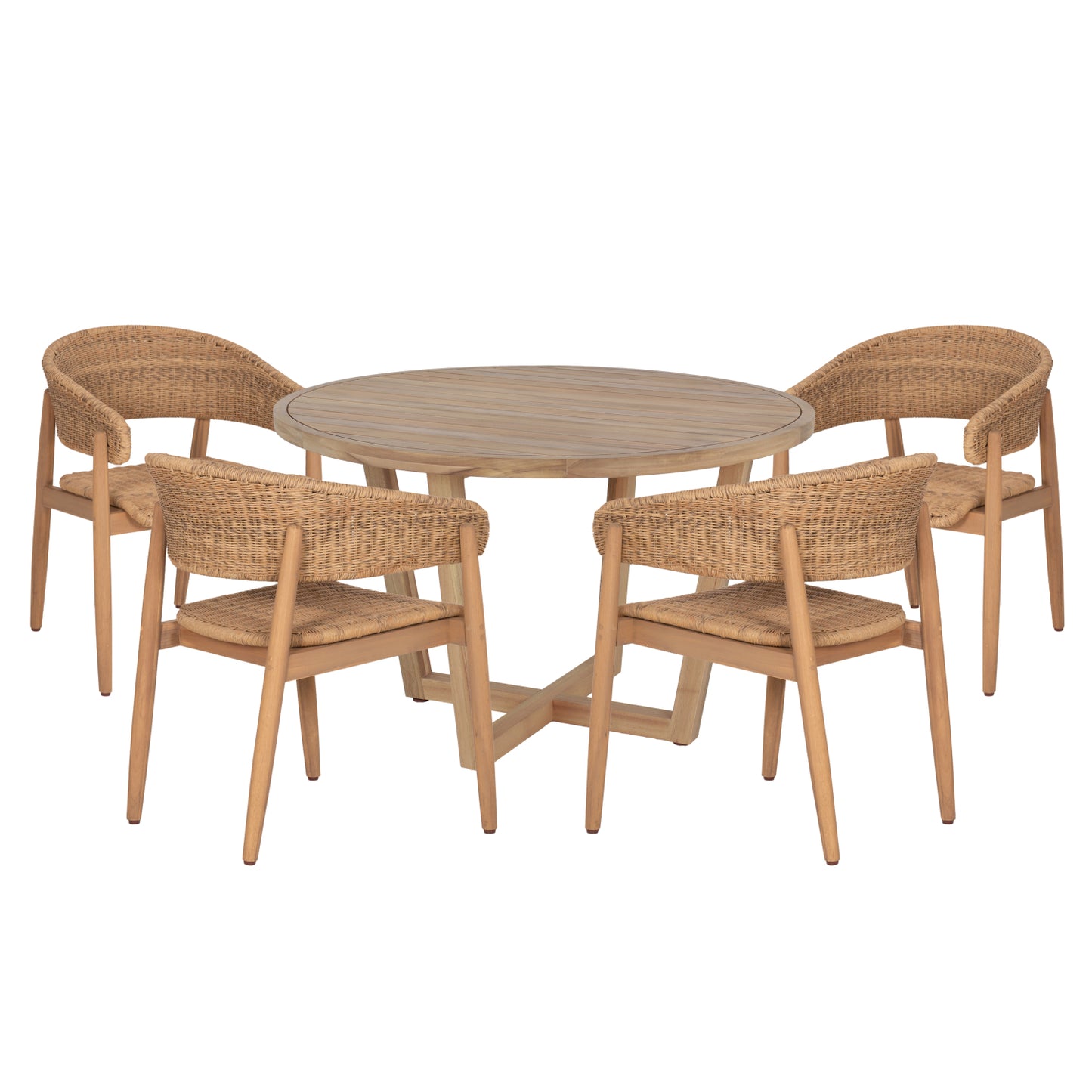 Outdoor Dining Set 5pcs Paraiso Hm10907 Acacia Wood & Rope In Natural Colors