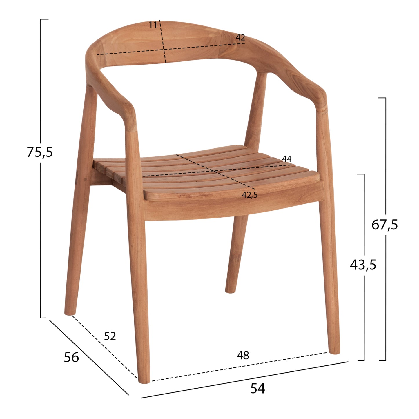 Outdoor Dining Set 5pcs Ebenizer Hm10915 Teak Wood In Natural Color