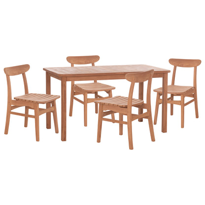 Outdoor Dining Set 5pcs Robbie Hm10926 Teak Wood In Natural Color