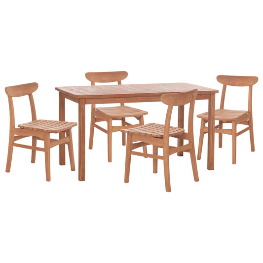 Outdoor Dining Set 5pcs Robbie Hm10926 Teak Wood In Natural Color