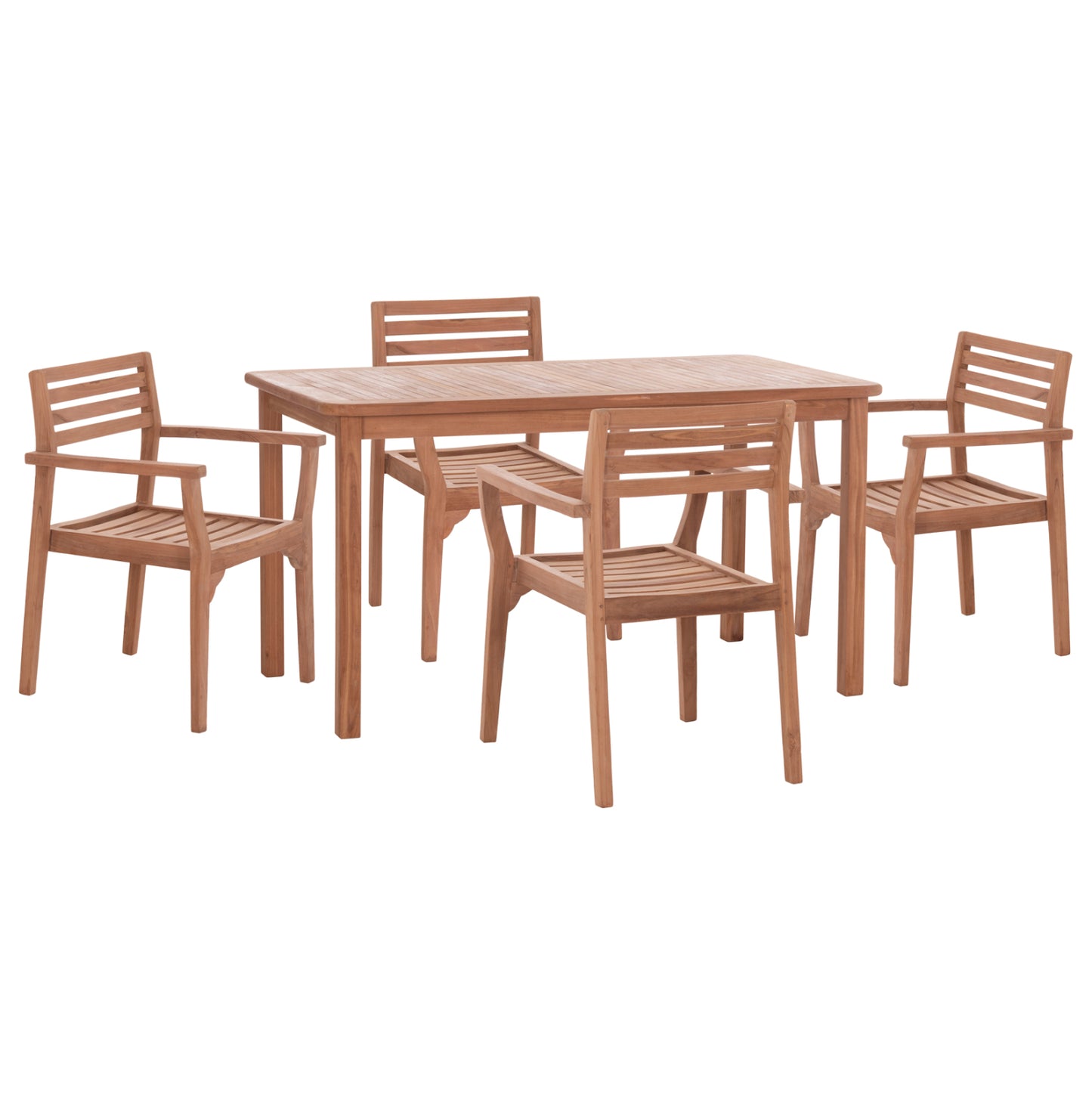 Outdoor Dining Set 5pcs Ermioni Hm10927 Teak Wood In Natural Color
