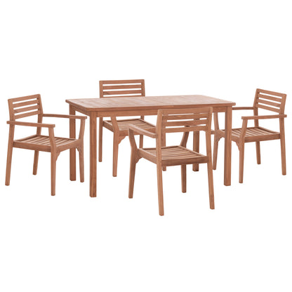 Outdoor Dining Set 5pcs Ermioni Hm10927 Teak Wood In Natural Color