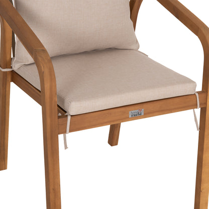 Outdoor Dining Set 5pcs Kroll Hm10981 Acacia Wood In Natural--cushions In Beige