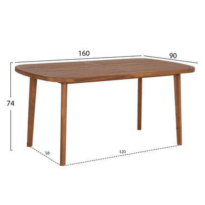 Outdoor Dining Set 5pcs Debbie Hm10991 Acacia Wood In Natural-cushions In Beige