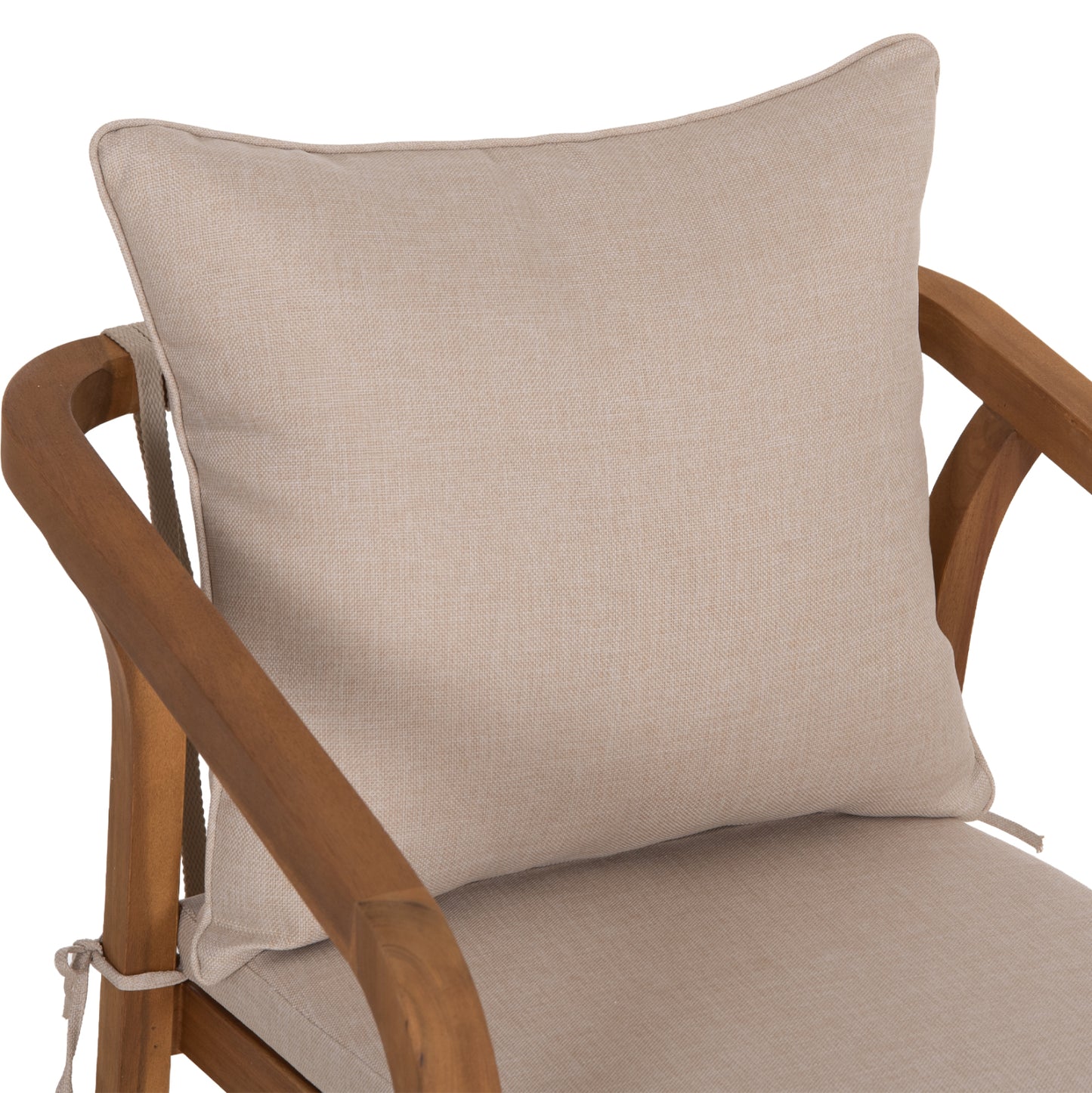 Outdoor Dining Set 5pcs Debbie Hm10991 Acacia Wood In Natural-cushions In Beige