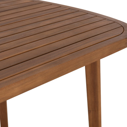 Outdoor Dining Set 5pcs Debbie Hm10991 Acacia Wood In Natural-cushions In Beige