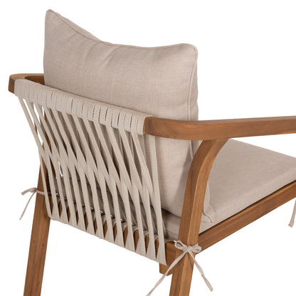 Outdoor Dining Set 5pcs Nori Hm10992 Acacia Wood In Natural-cushions In Beige
