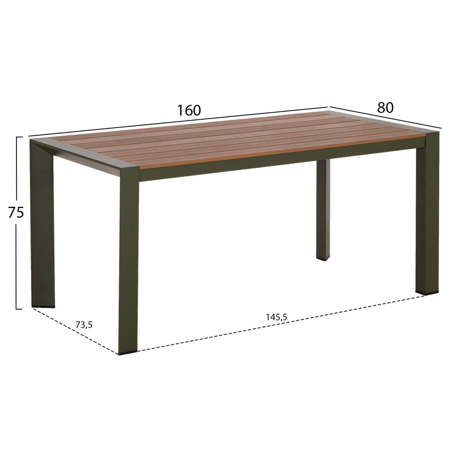 Outdoor Dining Set 5pcs Hilliard Hm10998.07 Olive Green Aluminum-polywood