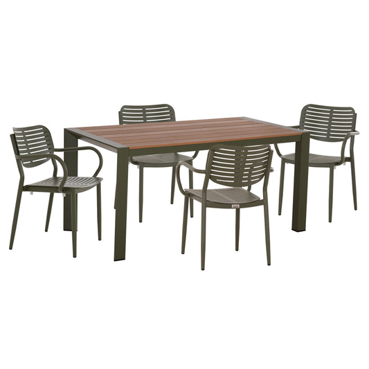 Outdoor Dining Set 5pcs Hilliard Hm10998.07 Olive Green Aluminum-polywood