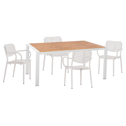 Outdoor Dining Set 5pcs Hilliard Hm10998.01 White Aluminum-polywood