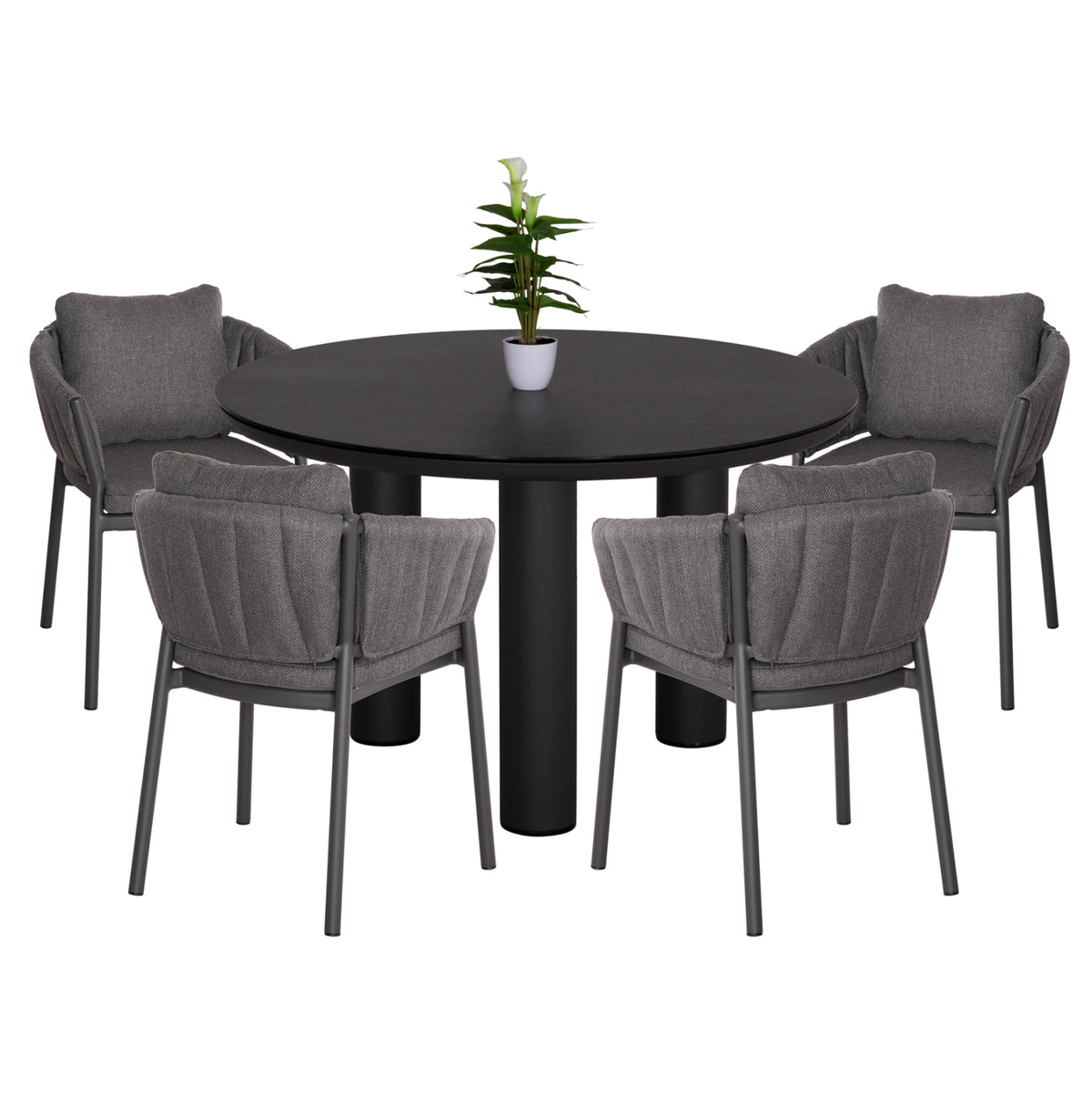 Outdoor Dining Set 5pcs Shanks Hm11002.01 Aluminum & Olefin Cushion Covers---grey
