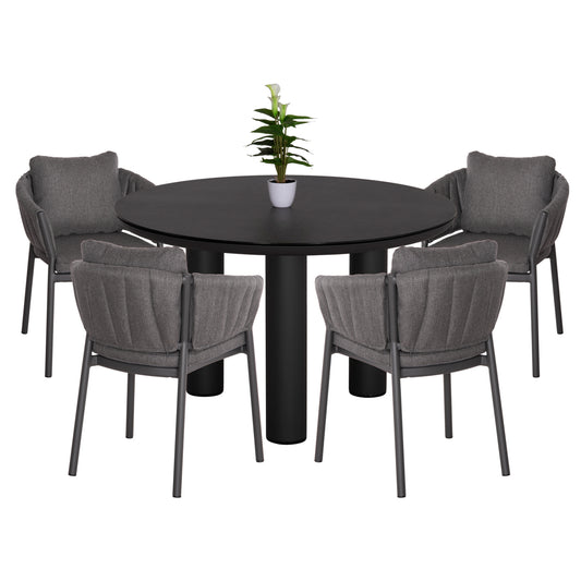 Outdoor Dining Set 5pcs Shanks Hm11002.01 Aluminum & Olefin Cushion Covers---grey