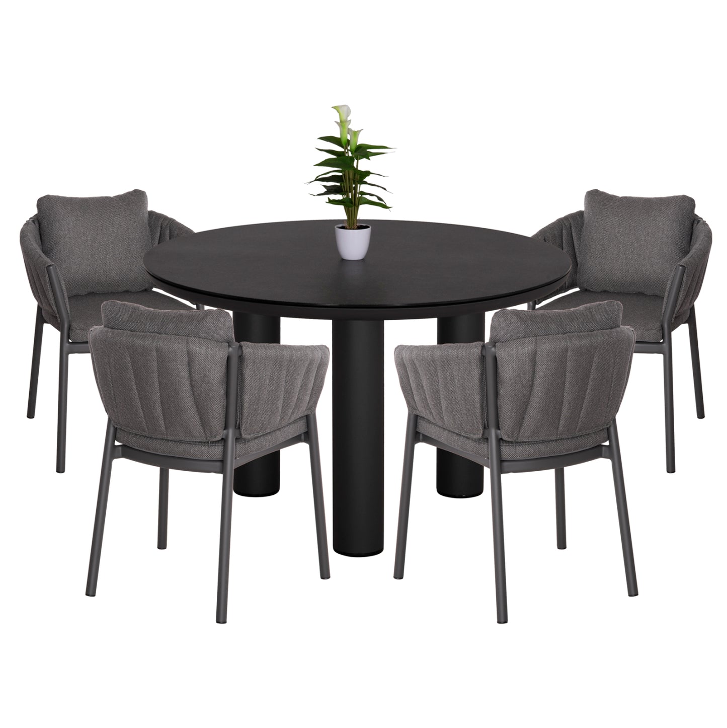Outdoor Dining Set 5pcs Shanks Hm11002.01 Aluminum & Olefin Cushion Covers---grey
