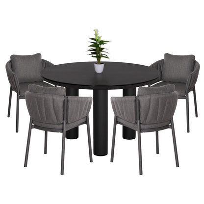 Outdoor Dining Set 5pcs Shanks Hm11002.01 Aluminum & Olefin Cushion Covers---grey