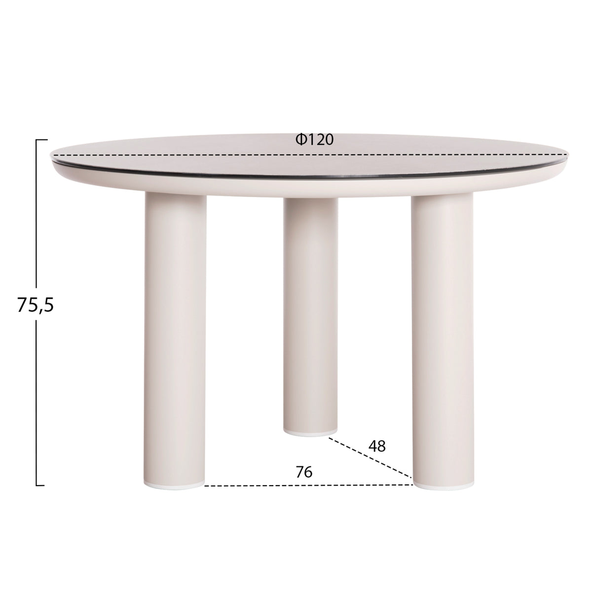 Outdoor Dining Set 5pcs Senti Hm11003.02 Aluminum Cream White--olefin Cushion Covers Beige
