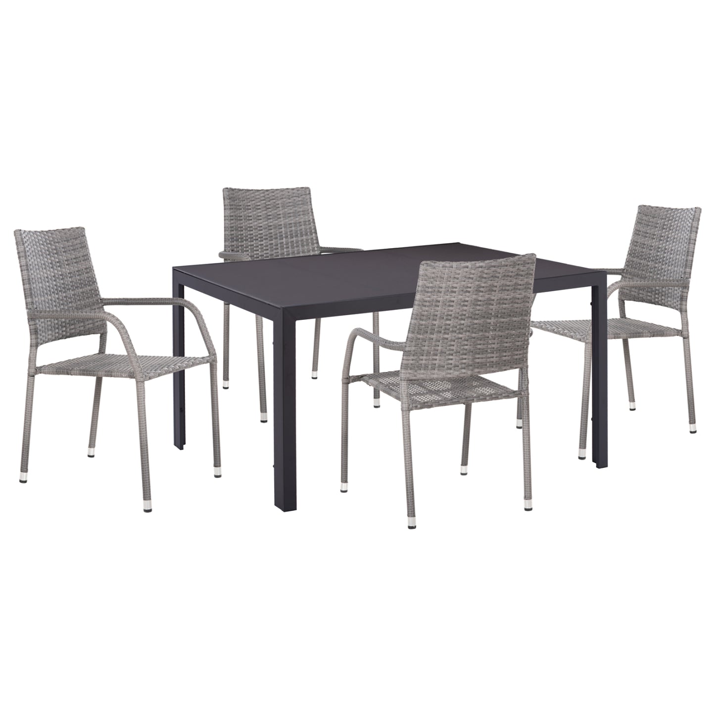 Outdoor Dining Set 5pcs Morner Hm21008 Metal & Wicker Rattan In Grey