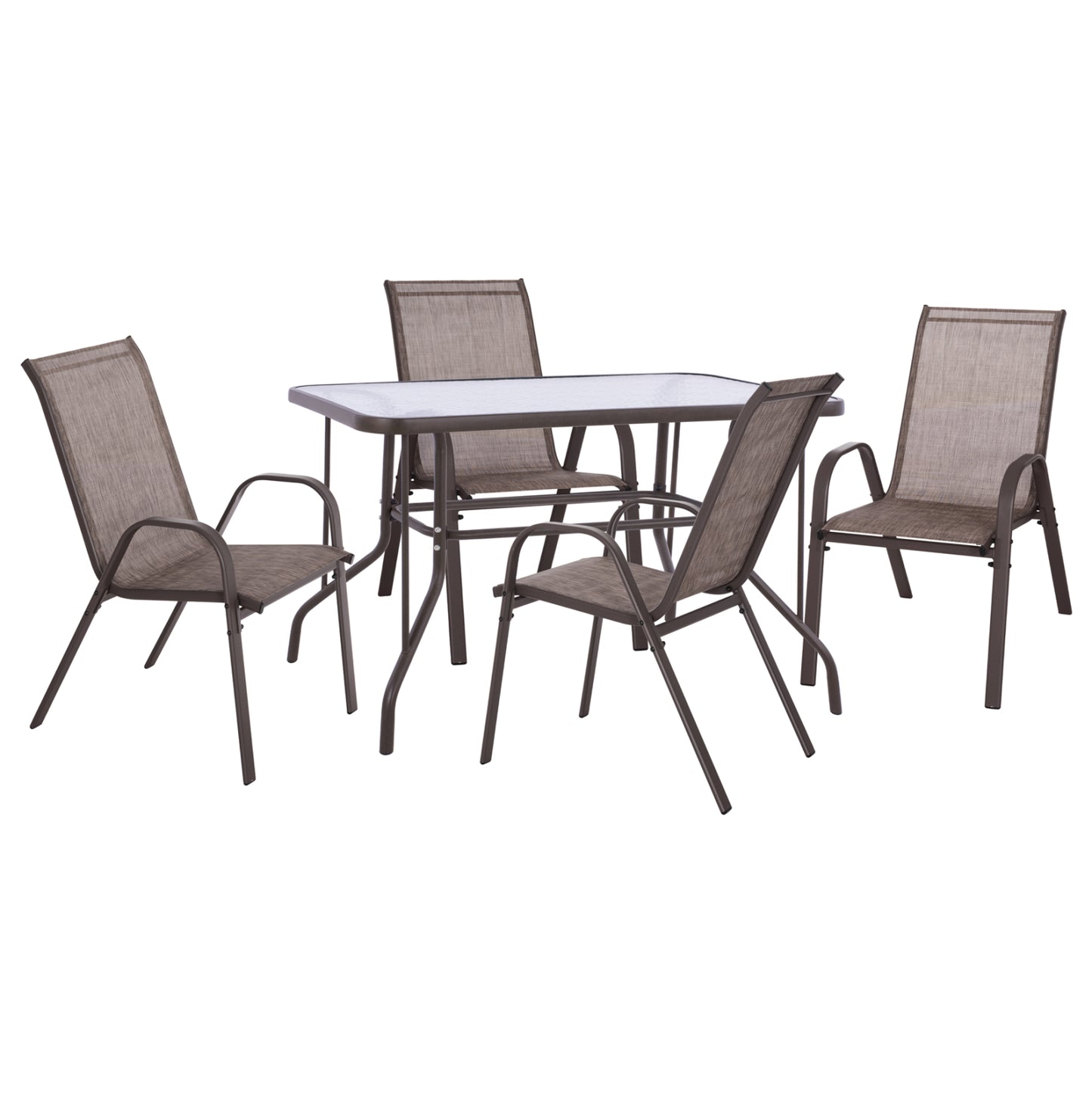 Outdoor Dining Set 5pcs Hm5193.02--4 Chairs & Table 110x60cm--brown Color
