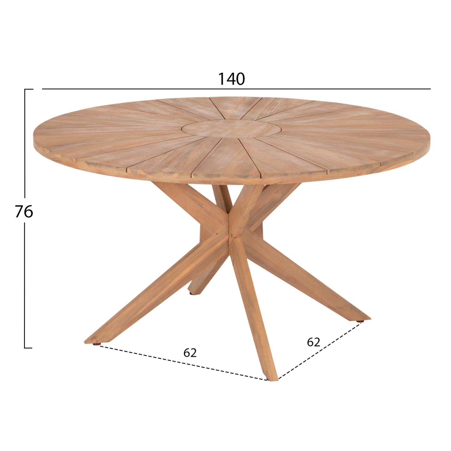 Outdoor Dining Set 5pcs Corten Hm10900.01 Acacia Wood In Natural--cushions In Beige