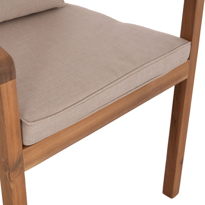 Outdoor Dining Set 5pcs Corten Hm10900.01 Acacia Wood In Natural--cushions In Beige