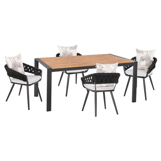Outdoor Dining Set 5pcs Camden Hm11000.01 Aluminum In Anthracite--ecru Cushions