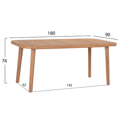 Outdoor Dining Set 7pcs Contrel Hm10899.02 Acacia Wood In Natural--cushions In Grey