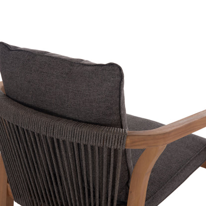 Outdoor Dining Set 7pcs Contrel Hm10899.02 Acacia Wood In Natural--cushions In Grey
