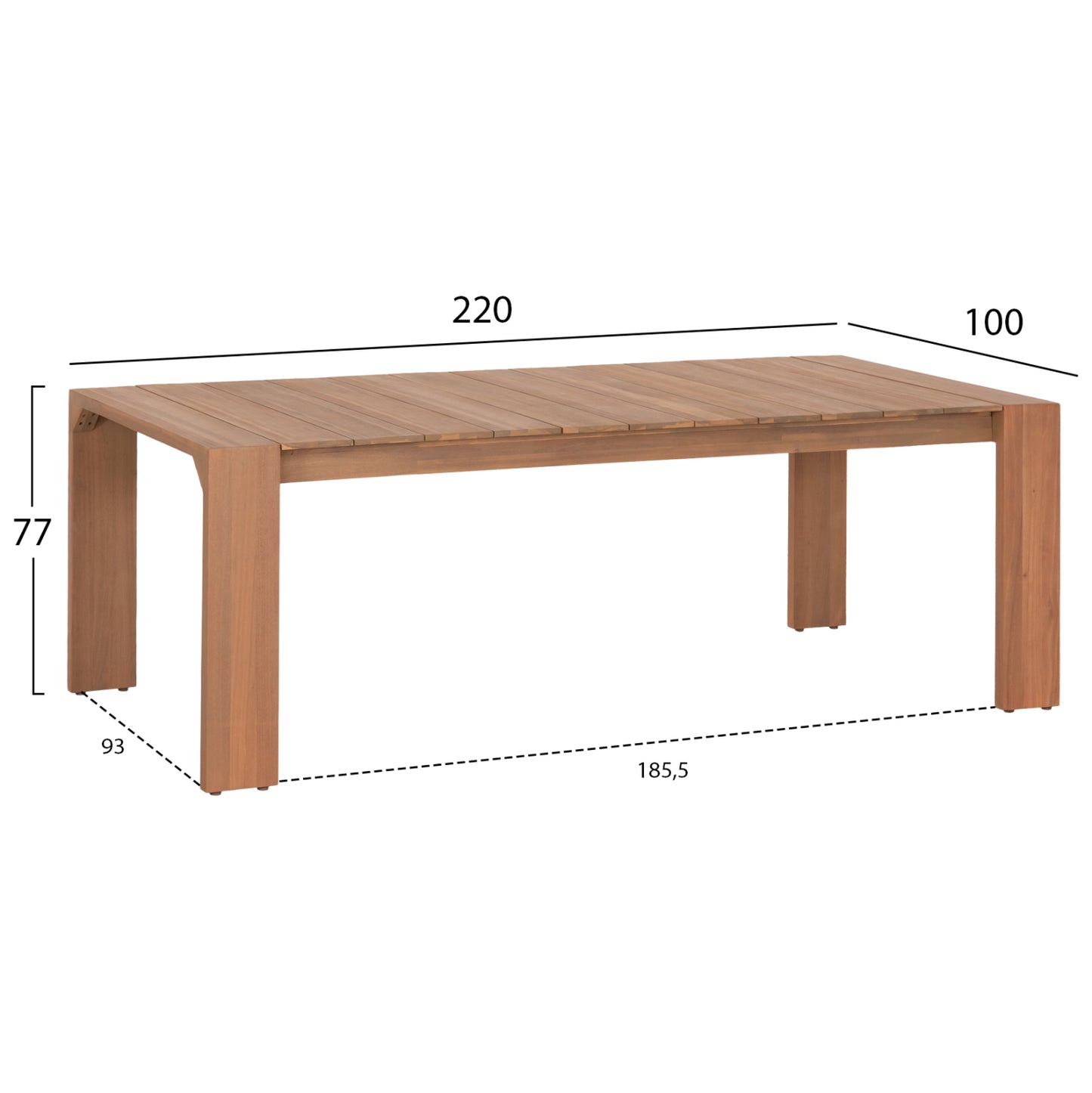 Outdoor Dining Set 7pcs Contrel Hm10901.02 Acacia Wood In Natural--cushions In Grey