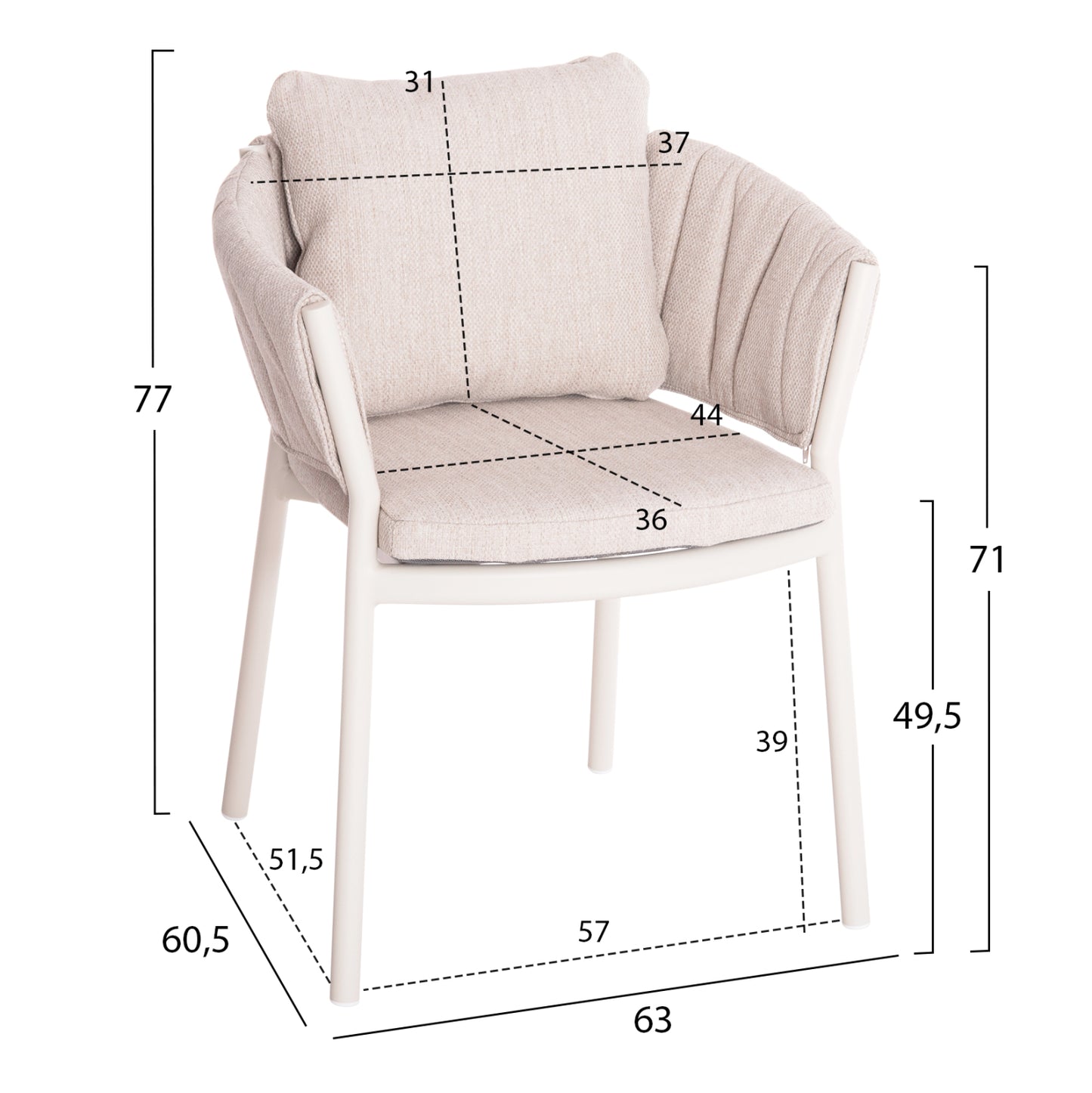 Outdoor Dining Set 7pcs Shanks Hm10909.02 Aluminum In Cream White-beige Olefin Cushion Covers