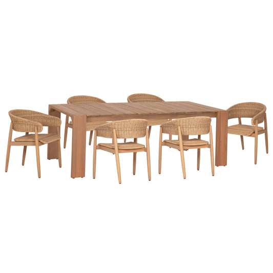 Outdoor Dining Set 7pcs Filem Hm10910 Acacia Wood & Rope In Natural Colors