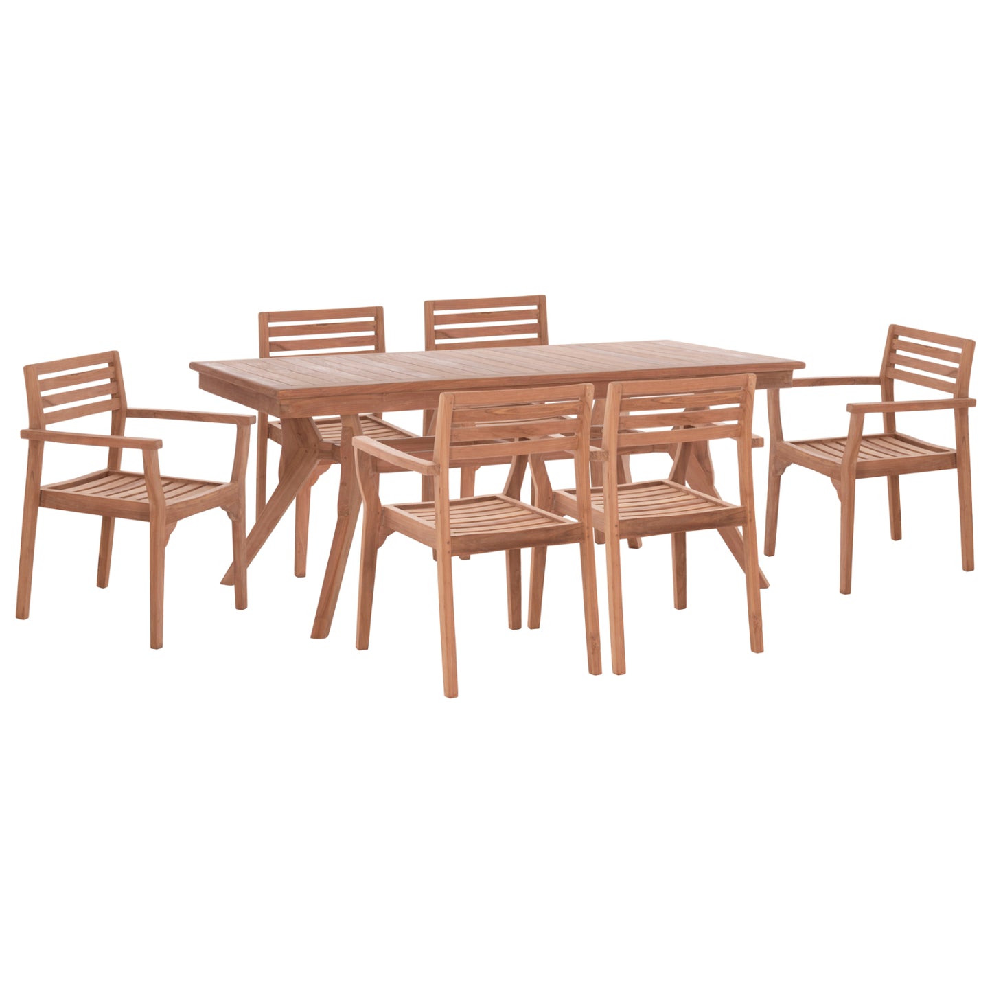 Outdoor Dining Set 7pcs Wonder Hm10925 Teak Wood In Natural Color