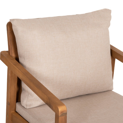 Outdoor Dining Set 7pcs Fey Hm10980 Acacia Wood In Natural--cushions In Beige