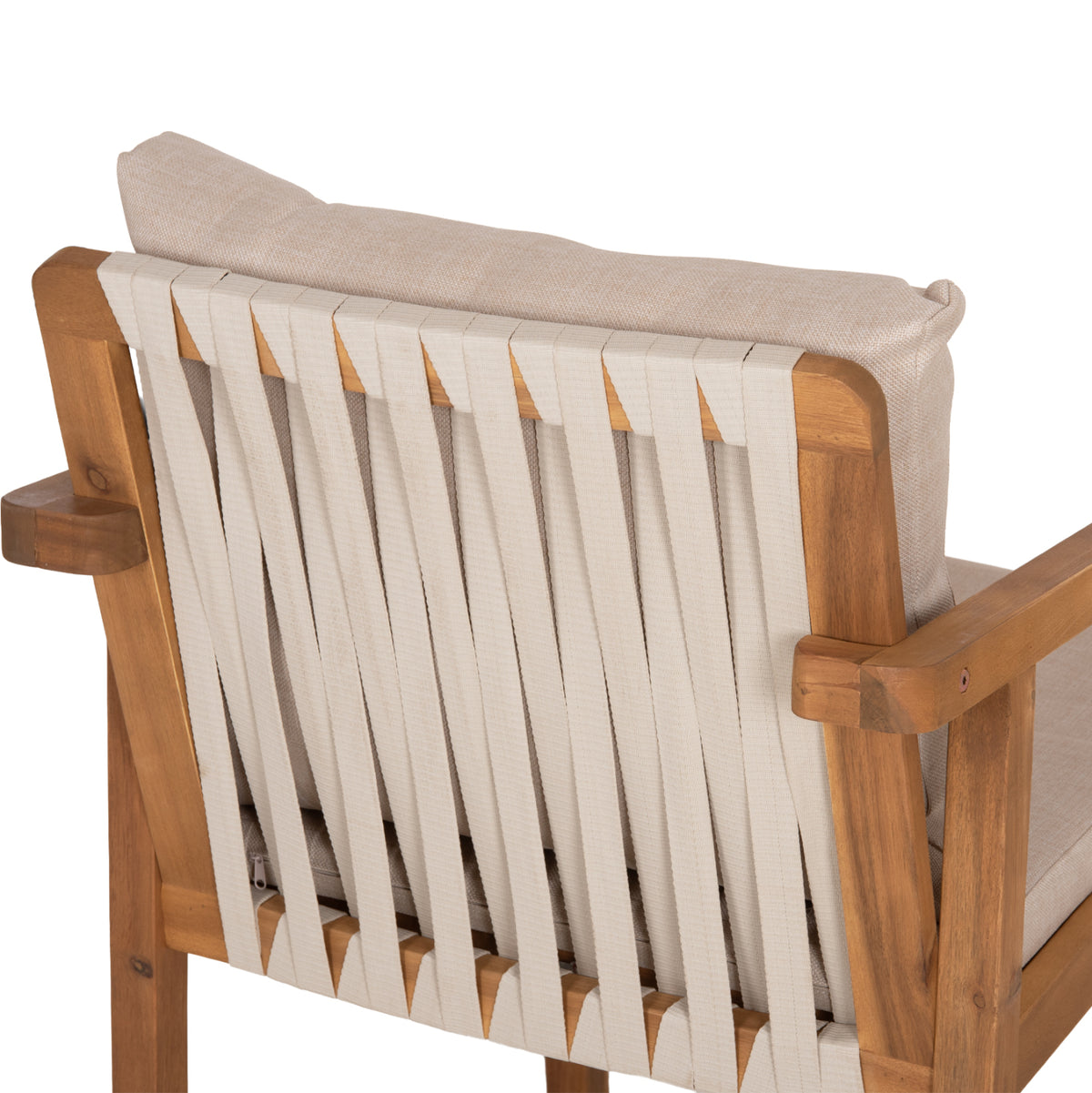 Outdoor Dining Set 7pcs Fey Hm10980 Acacia Wood In Natural--cushions In Beige