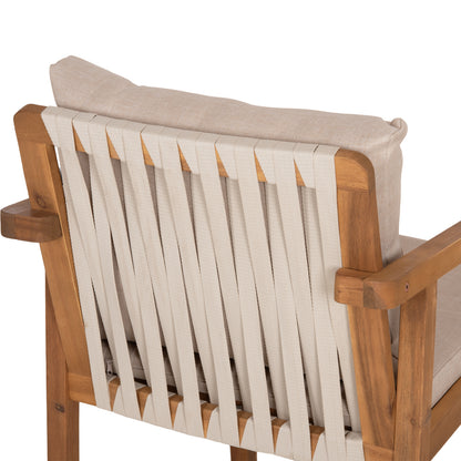 Outdoor Dining Set 7pcs Fey Hm10980 Acacia Wood In Natural--cushions In Beige