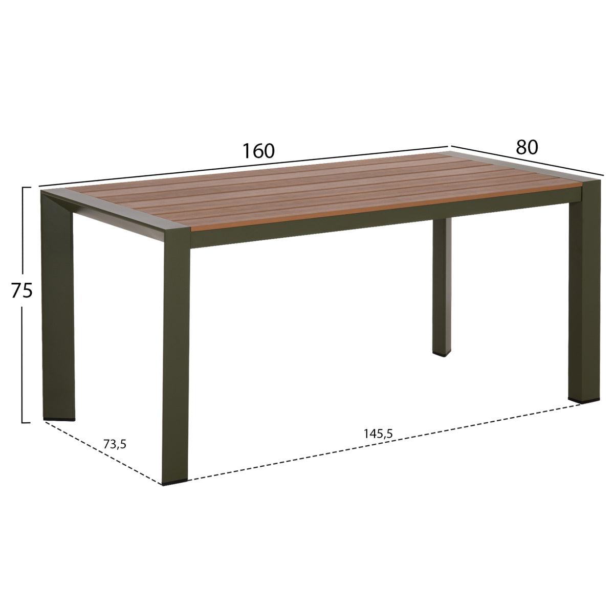 Outdoor Dining Set 7pcs Hilliard Hm10999.07 Olive Green Aluminum-polywood