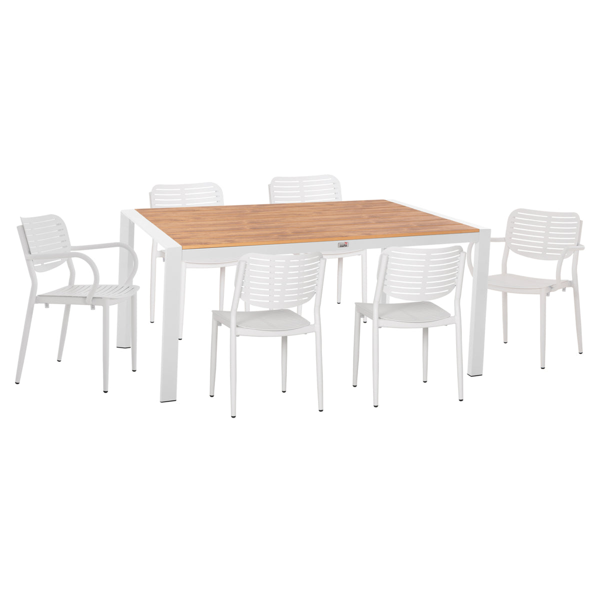Outdoor Dining Set 7pcs  Hm10999.01 White Aluminum-polywood