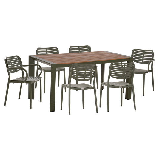 Outdoor Dining Set 7pcs Hilliard Hm10999.07 Olive Green Aluminum-polywood