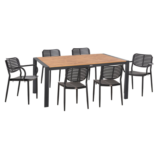 Outdoor Dining Set 7pcs Hilliard Hm10999.03 Anthracite Aluminum-polywood
